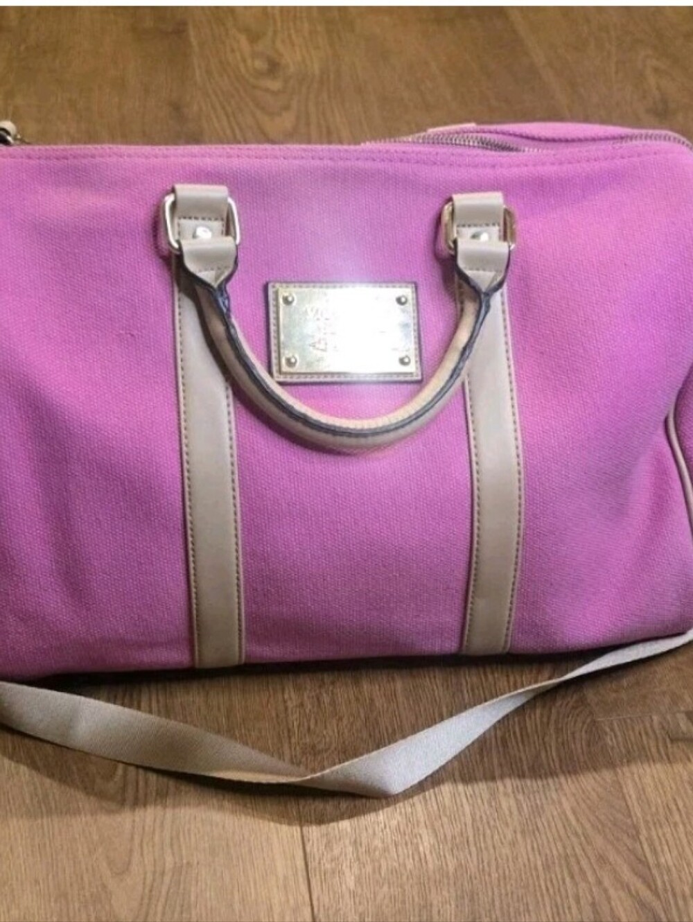Victoria's Secret Pink Beige Duffle Weekender Bag Crossbody Straps & Top Handle